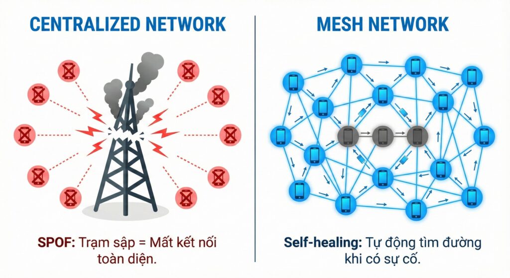 Mesh vs Centralized network