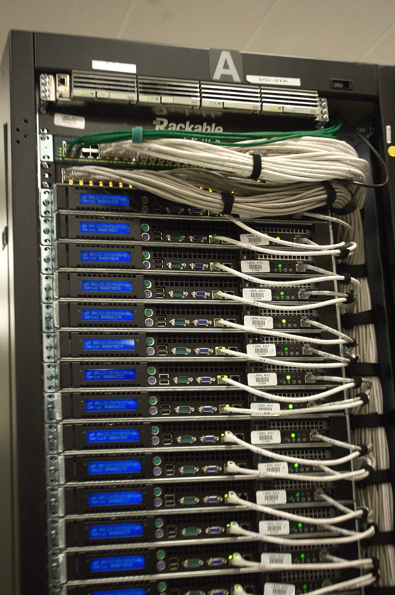 Close-up of secure server rack cabling supporting strong data vendor security